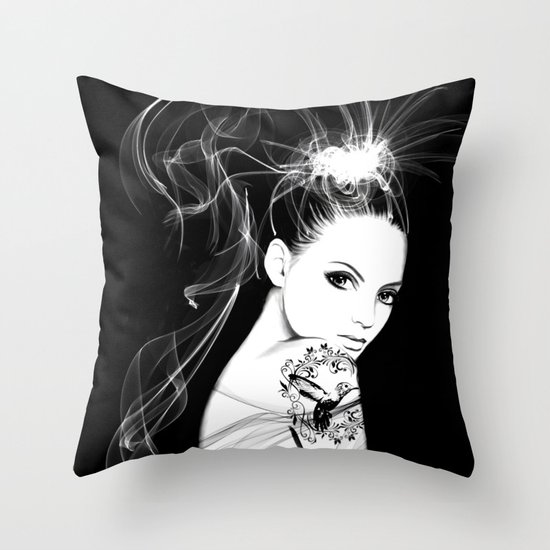 Smoke Girl Throw Pillow