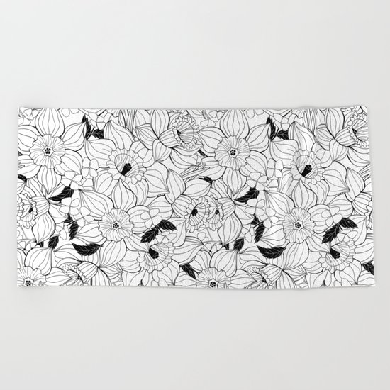 Daffodils spring floral pattern Beach Towel