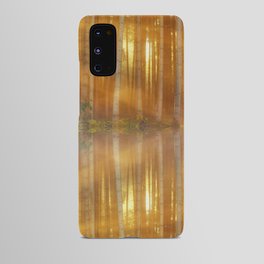 Mirrored lake reflection of morning aspen trees in the morning fog and sunshine nature landscape magical realism photograph / photography Android Case