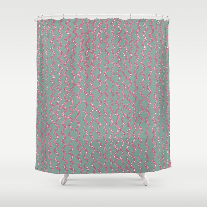 Squiggles In The Sun - Grey Teal and Magenta Shower Curtain