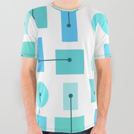 Atomic Age Simple Shapes Ocean Blue 2 All Over Graphic Tee