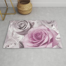 Pink and grey rose pattern Area & Throw Rug