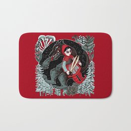Little riding hood and the big bad wolf, in the deep winter forest. Bath Mat | Fern, Forchildren, Story, Winter, Mushrooms, Perrault, Drawing, Red, Tale, Scissors 
