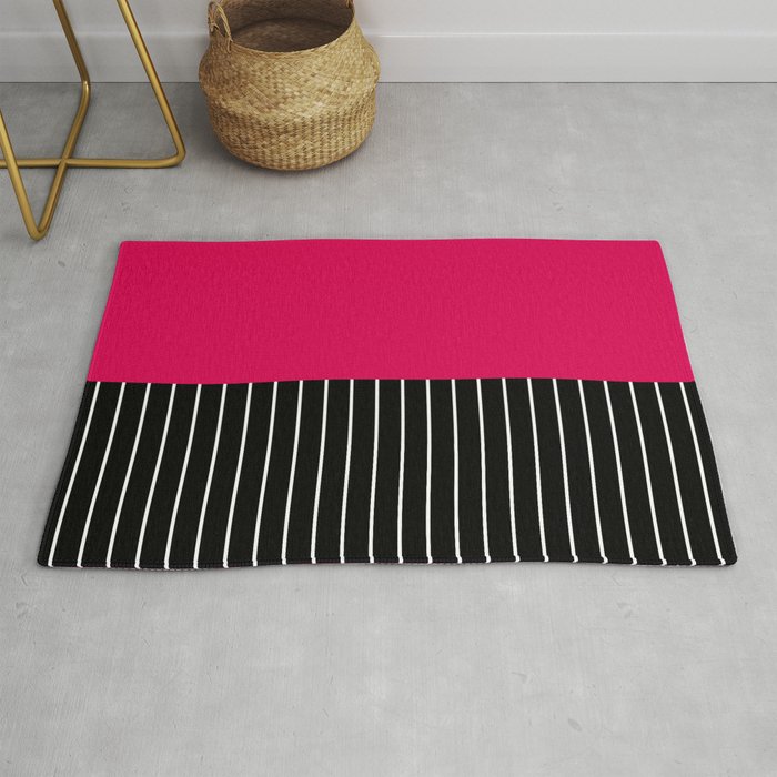 Striped Solid Vertical Pink Rug
