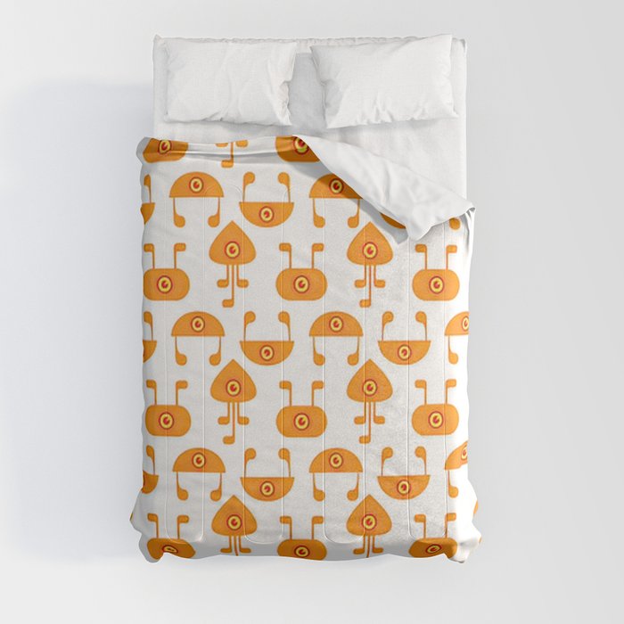 Orange Aliens Comforter