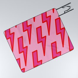 Pink and Red Y2k Lightning Bolt Wallpaper - Preppy Aesthetic Picnic Blanket