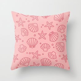 Minimalist Seashell Pattern (red/pink) Throw Pillow