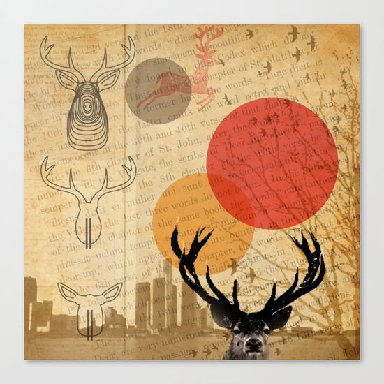deer in the city Canvas Print