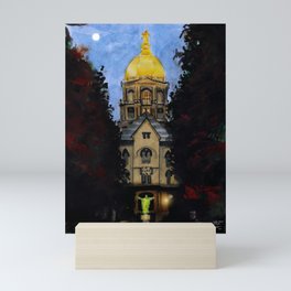 Golden Dome At Dusk: South Bend, IN Mini Art Print