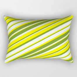 [ Thumbnail: Yellow, Green & Mint Cream Colored Lined Pattern Rectangular Pillow ]
