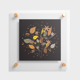 Autumn leaves, berries and flowers - fall themed pattern Floating Acrylic Print