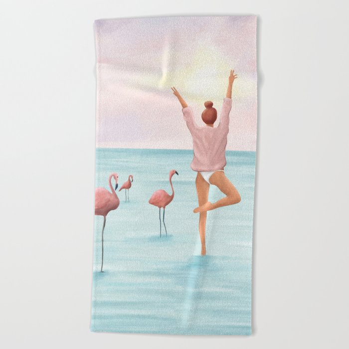 Big Flamingo Beach Towel