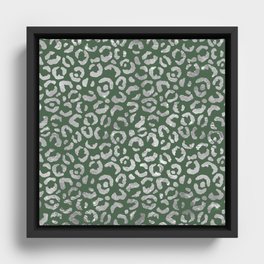 Green Glam Leopard Print 02 Framed Canvas