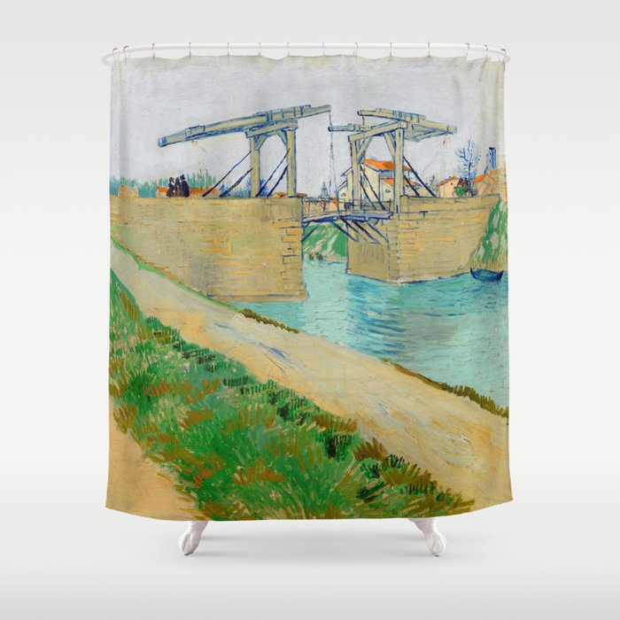 Vincent van Gogh - Langlois Bridge at Arles with Road Alongside the Canal Shower Curtain