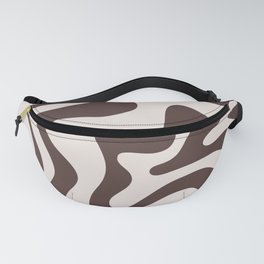 Retro Liquid Swirl Abstract Pattern in Brown Fanny Pack