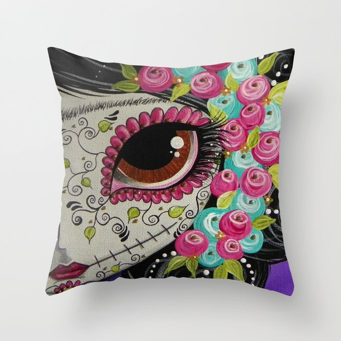 Day Of The Dead Girl Throw Pillow