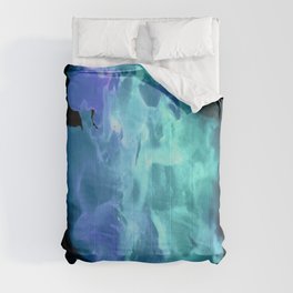 Bioluminescent Splash blue and turquoise alcohol inks Comforter