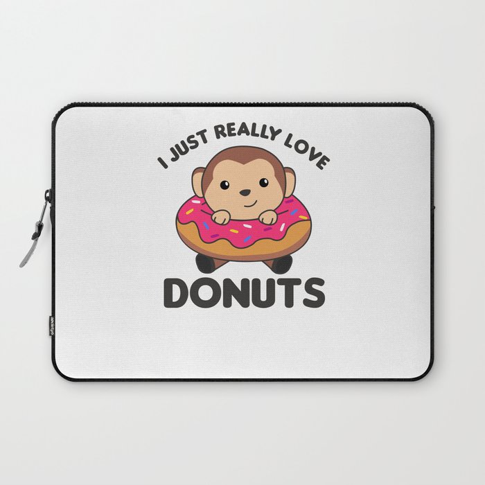 Sweet Monkey Funny Animals In Donut Pink Laptop Sleeve
