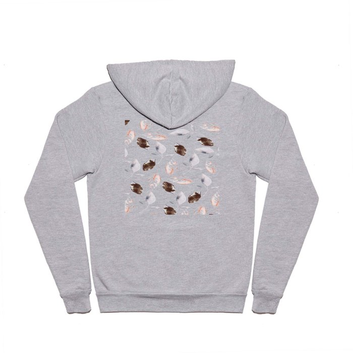 Brown lilac coral watercolor hand painted leaves Hoody