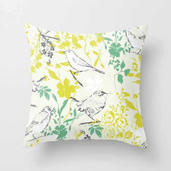 Garden Birds Throw Pillow