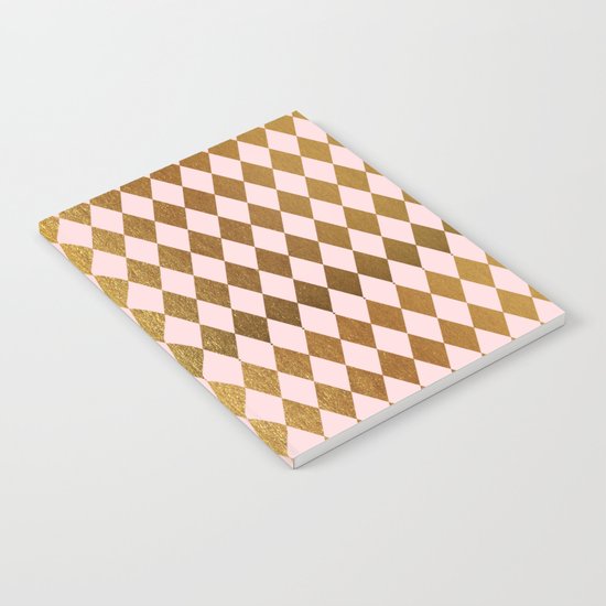 Royal gold on pink backround - Luxury geometrical pattern Notebook