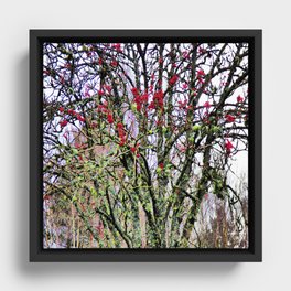Winter Rowan Tree with Berries in Expressive and I Art Framed Canvas