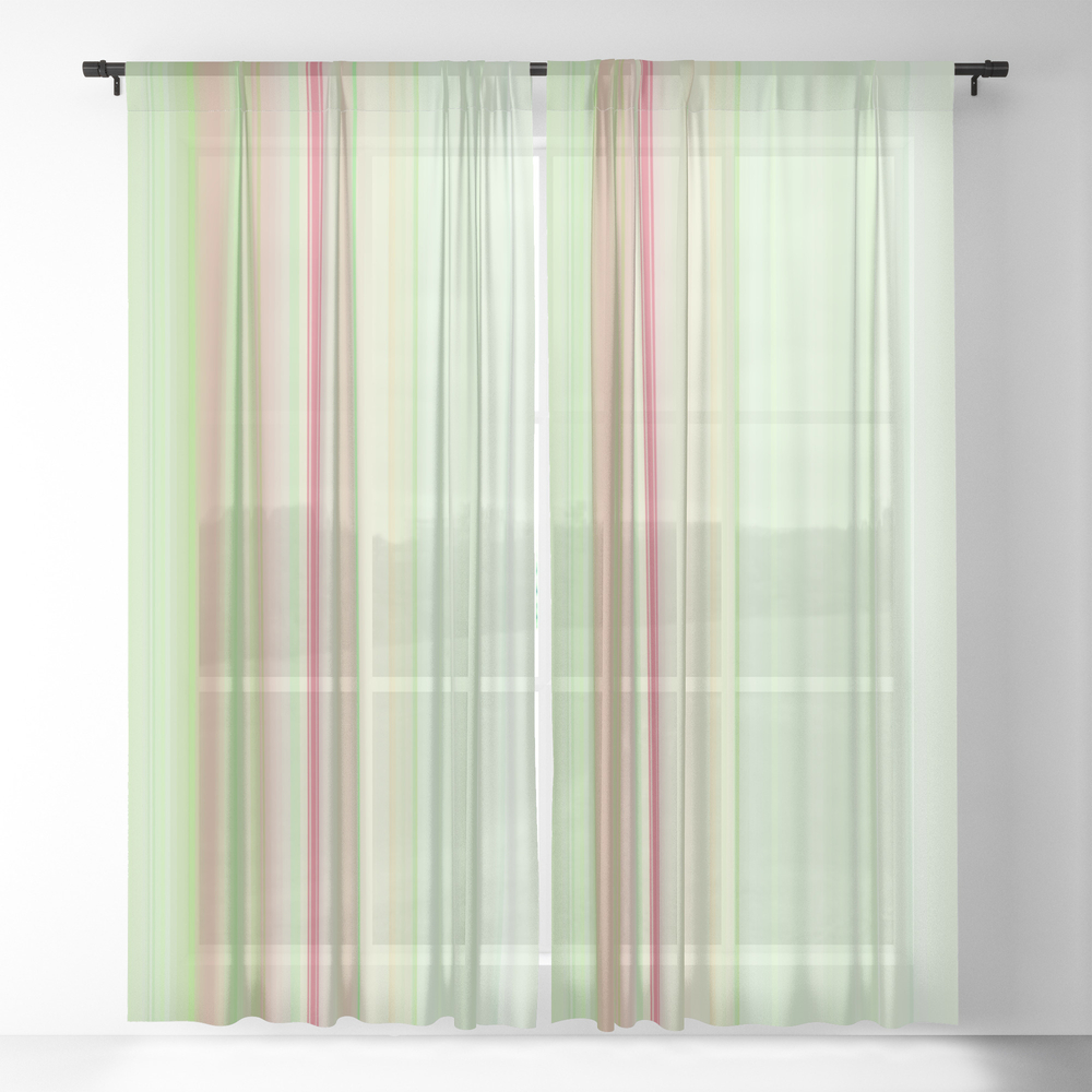 Soft Green Vertical Stripes Sheer Window Curtains by eigens