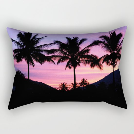 Sunset Palm Trees Rectangular Pillow
