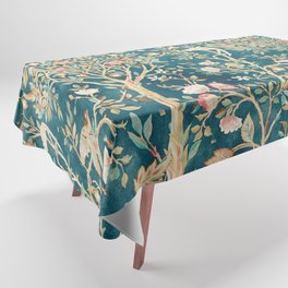 William Morris Vintage Melsetter Teal Blue Green Floral Art Tablecloth