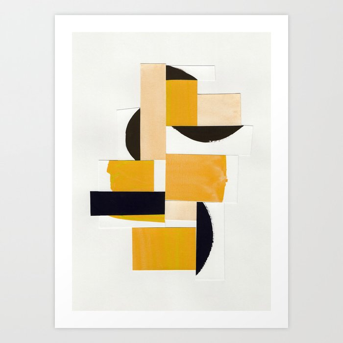 Yellow Abstract Collage Art Print