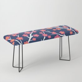 Blooming - coral on navy 1 Bench