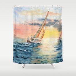 Sailing To The Sunset  Shower Curtain