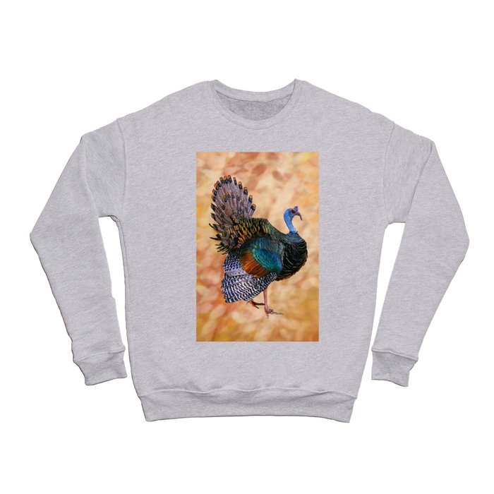 Ocellated Turkey in Autumn Leaves Crewneck Sweatshirt