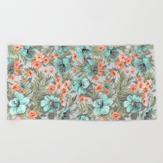 flowers illustration Beach Towel