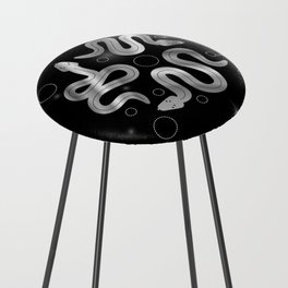 Esoteric Mystic occult magical sacral snakes in silver Counter Stool