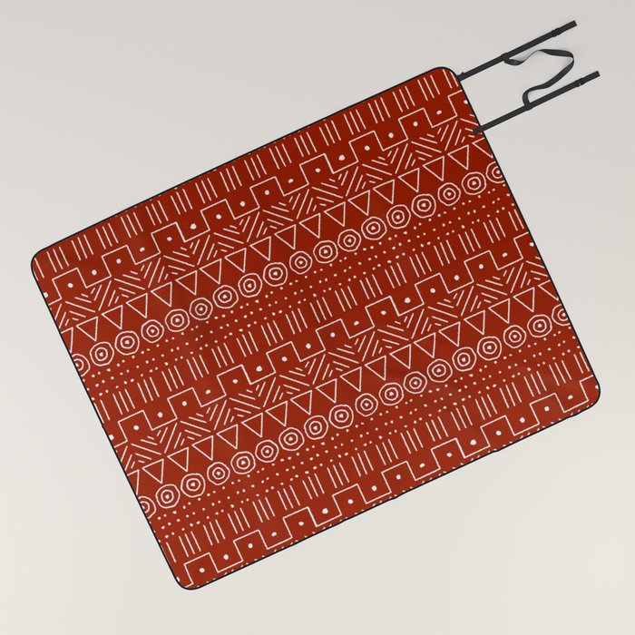 Mudcloth Style 1 In White On Red Picnic Blanket By Fischerfinearts Society6