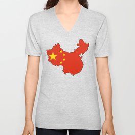 China Map with Chinese Flag Unisex V-Neck
