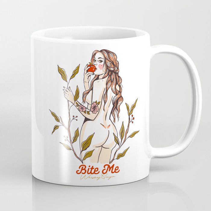 Bite Me Sexy Nude Pinup Woman Eating An Apple Coffee Mug