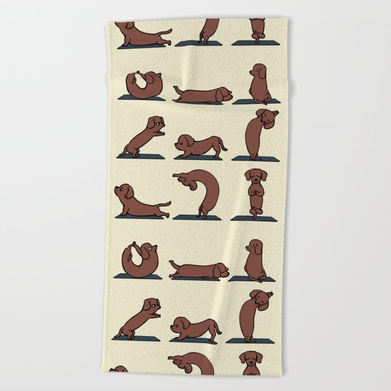 Dachshund yoga Beach Towel