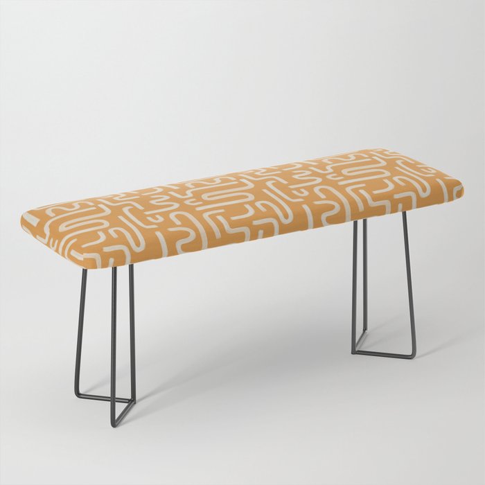 Abstract Brush Strokes Maze on Orange Butterscotch Bench