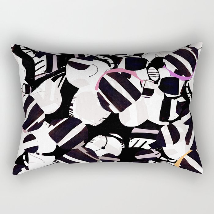 dolly mixture, sweets, collage, wall, art, decor, pink, barcode, stripes, ink lines, bold, pattern Rectangular Pillow