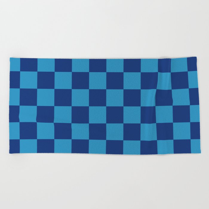 Checker Pattern 346 Blue and Cyan Blue Beach Towel