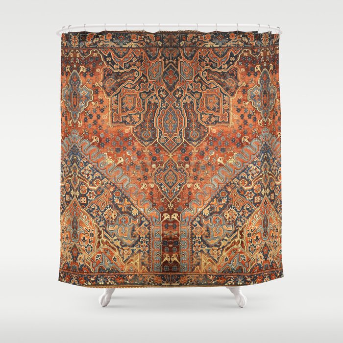 N198 - Vintage Heritage Traditional Golden Berber Moroccan Style Shower Curtain