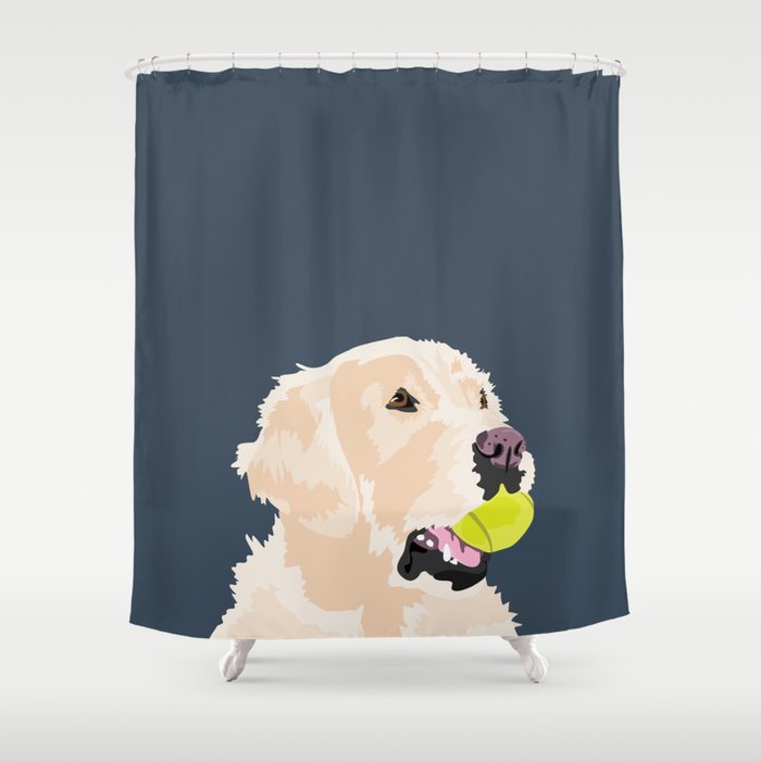 Golden Retriever With Tennis Ball Shower Curtain By Vieira Golden Retriever With Tennis Ball Shower Curtain