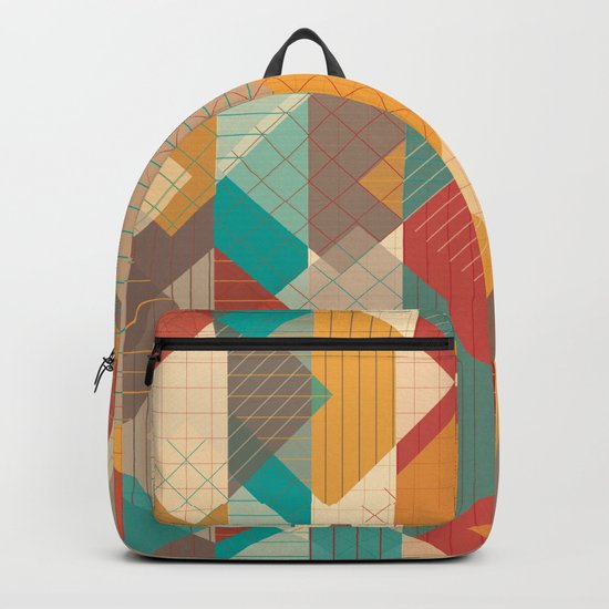 Geometric Geek Pattern - Squares, Stripes, Grids Backpack
