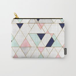 Mod Triangles - Navy Blush Mint Carry-All Pouch