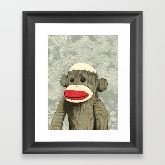 Sock Monkey Portrait Framed Art Print