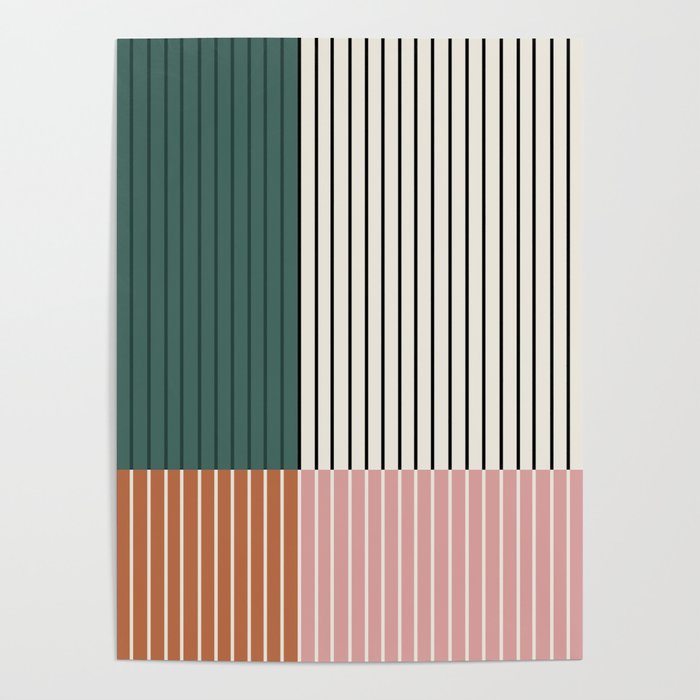 Color Block Line Abstract V Poster