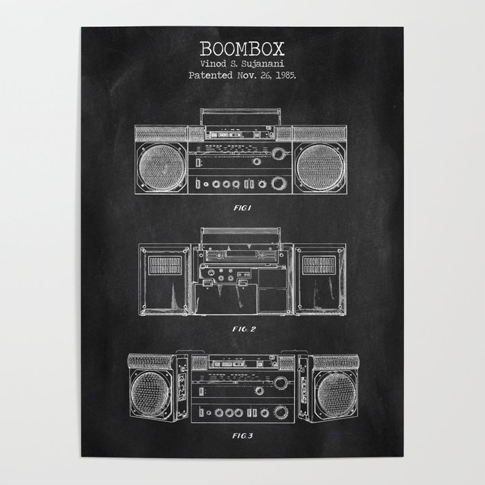 Boombox patent chalkboard Poster