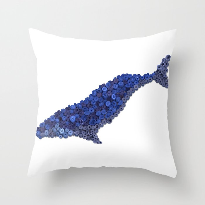 HUMPBACK WHALE- Hand-Rolled Paper Art Throw Pillow